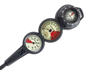 Scubapro 3 Gauge In-Line Console (Metal Pressure Gauge + Depth + Compass FS-2) Bar